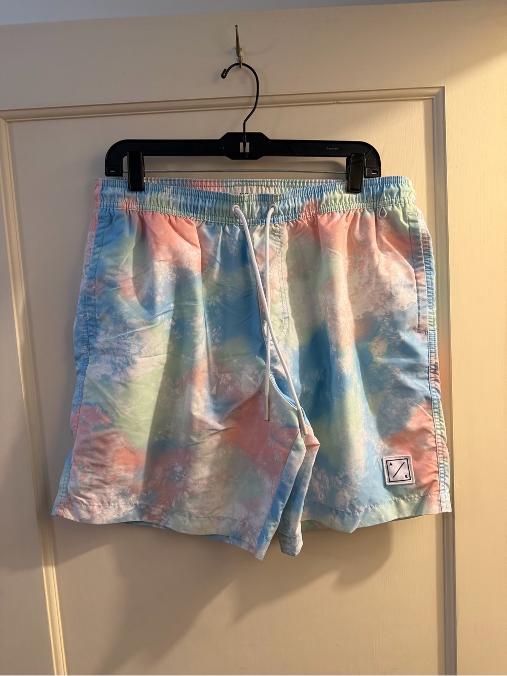 American Eagle Outfitters Pastel Tie-Dye Swim Trunks - Blue, Pink, Green